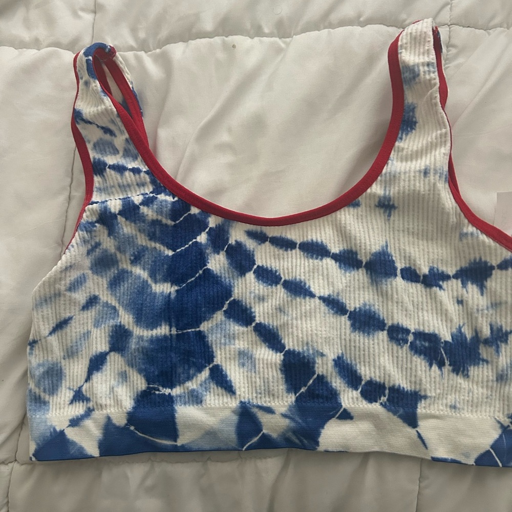 Blue and White Tie-Dye Crop Top